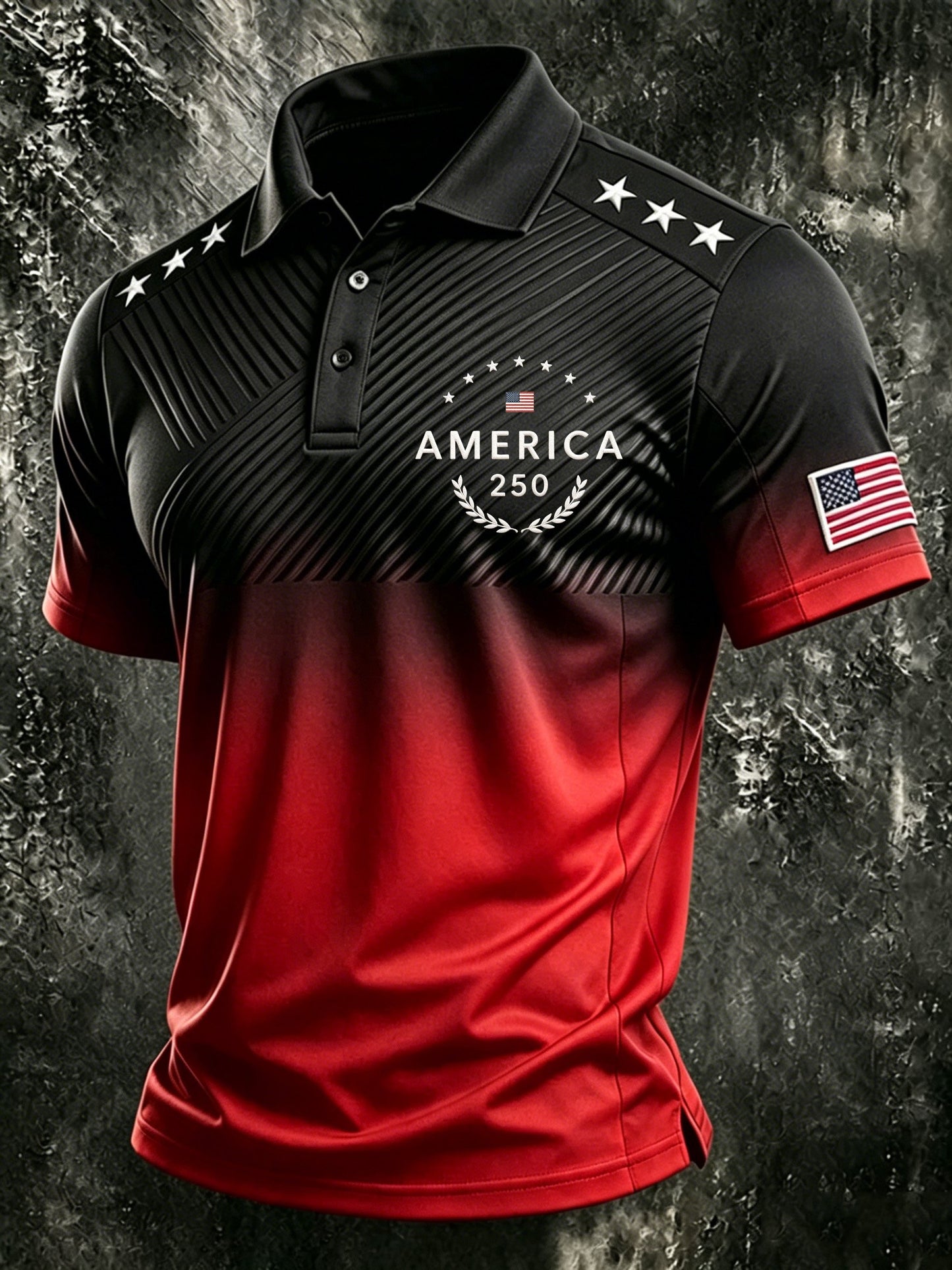 Men's American Flag Print Polo Shirt
