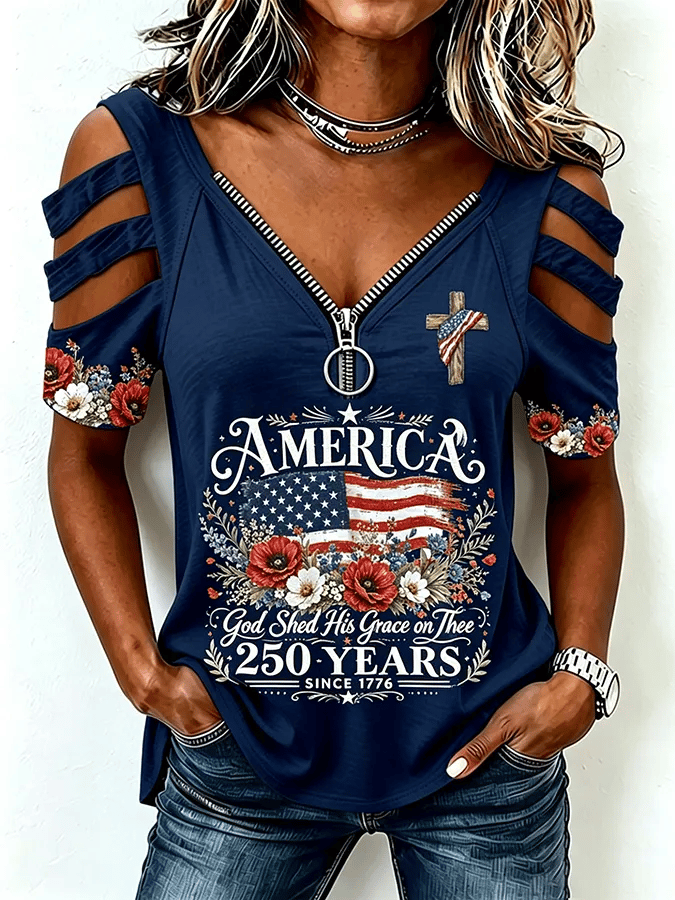 Women's Casual Printed Off-Shoulder Top
