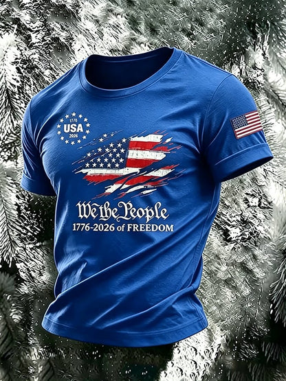 Men's 250th Independence Day Commemorative  Freedom・Courage・Pride Printed Top