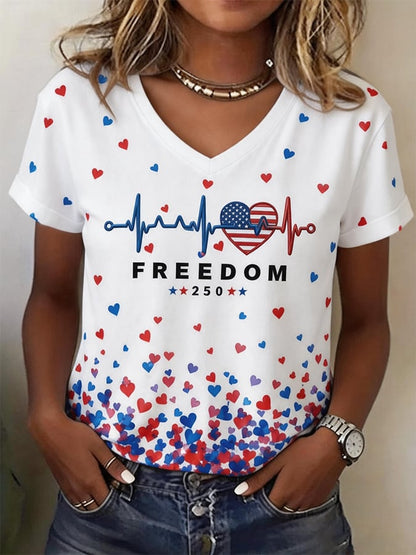 Women'S Independence Day Print Short-Sleeve Top