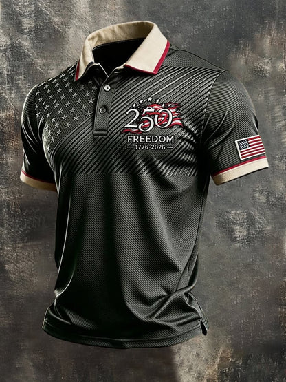 Men's Retro "Patriot" Color-Block Short-Sleeve Polo Shirt