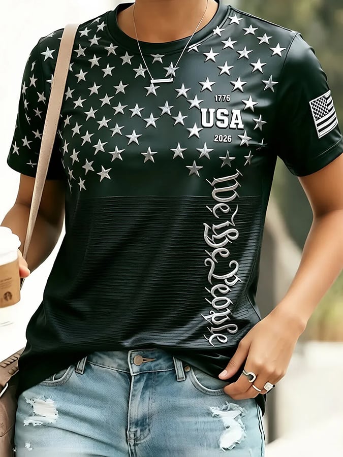 Women'S Casual Independence Day Print Top