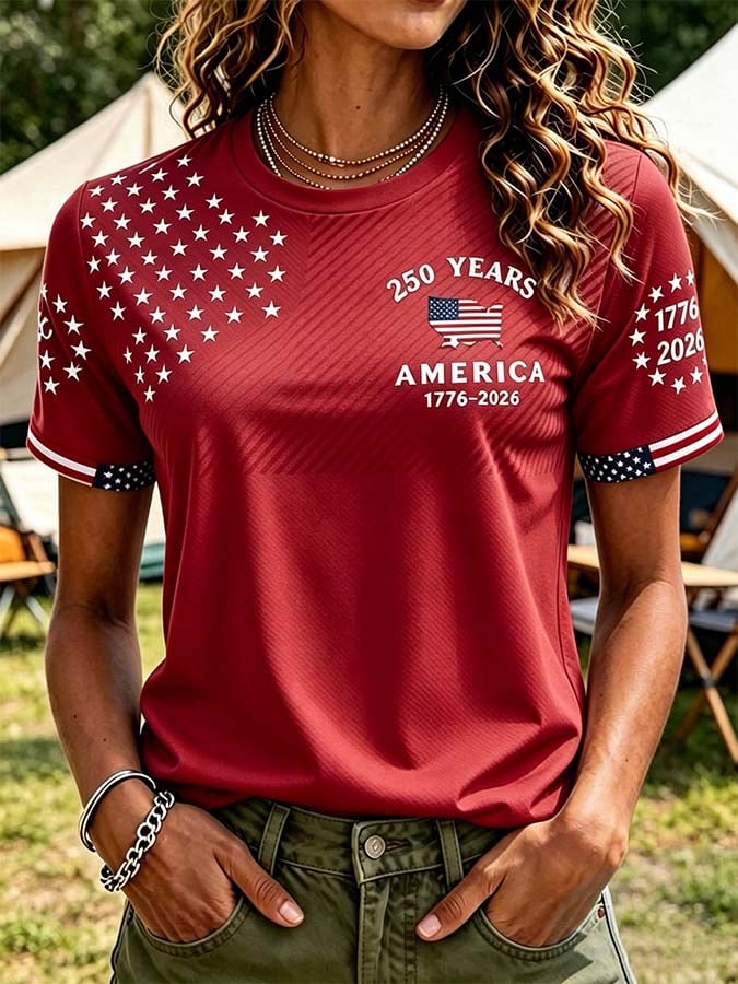 Women'S Casual Independence Day Printed Top