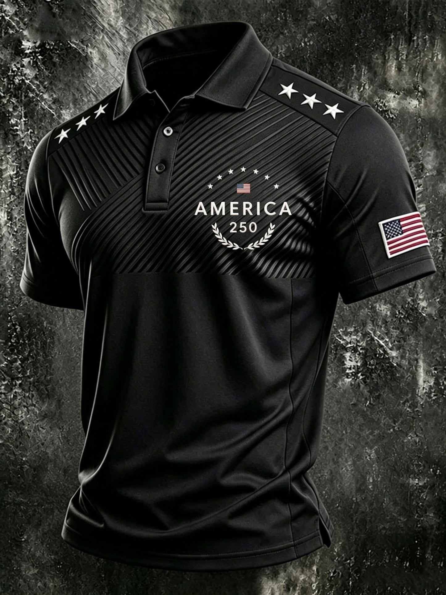 Men's American Flag Print Polo Shirt