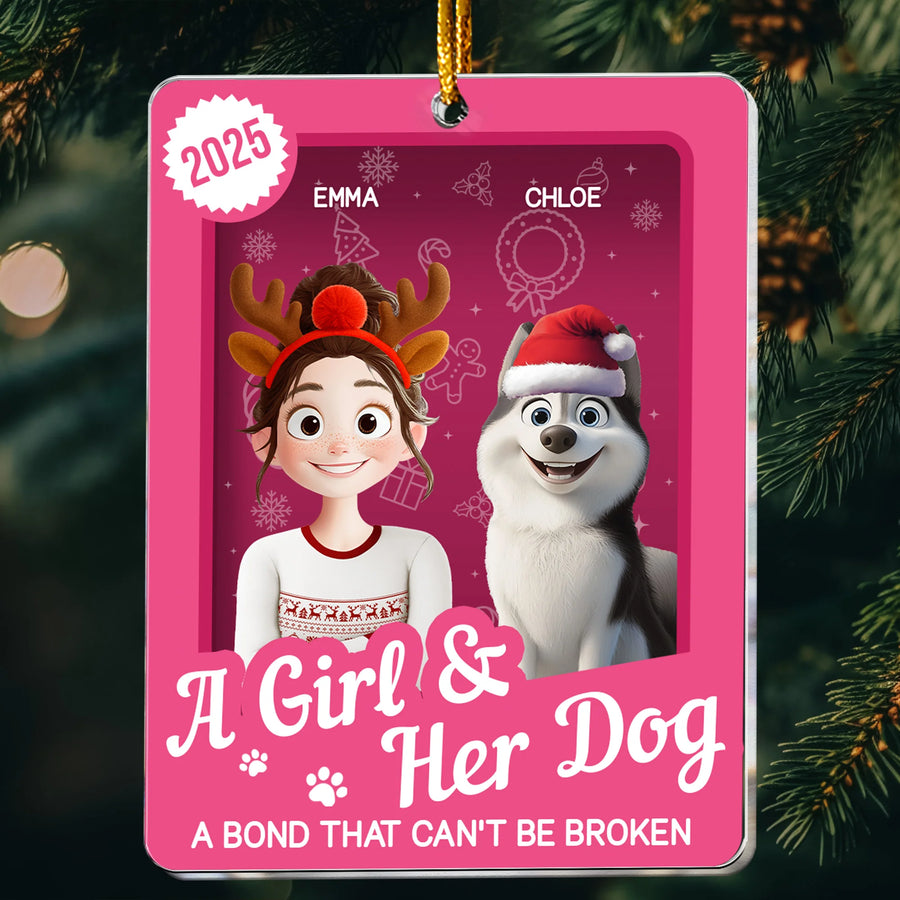 A Girl & Her Dogs Has Unbreakable Bond Toy Box - Personalized Acrylic Ornament