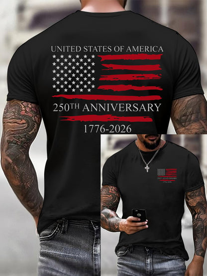 Men'S Casual Crew-Neck T-Shirt With U.S. 250th Anniversary Print
