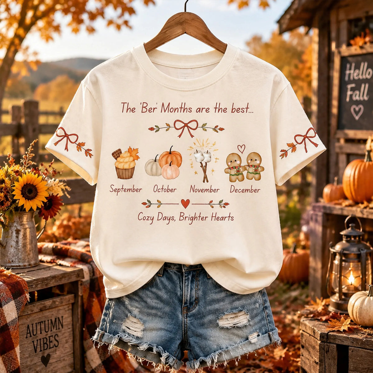Women's Cute Vintage "ber" Month-themed T-shirt