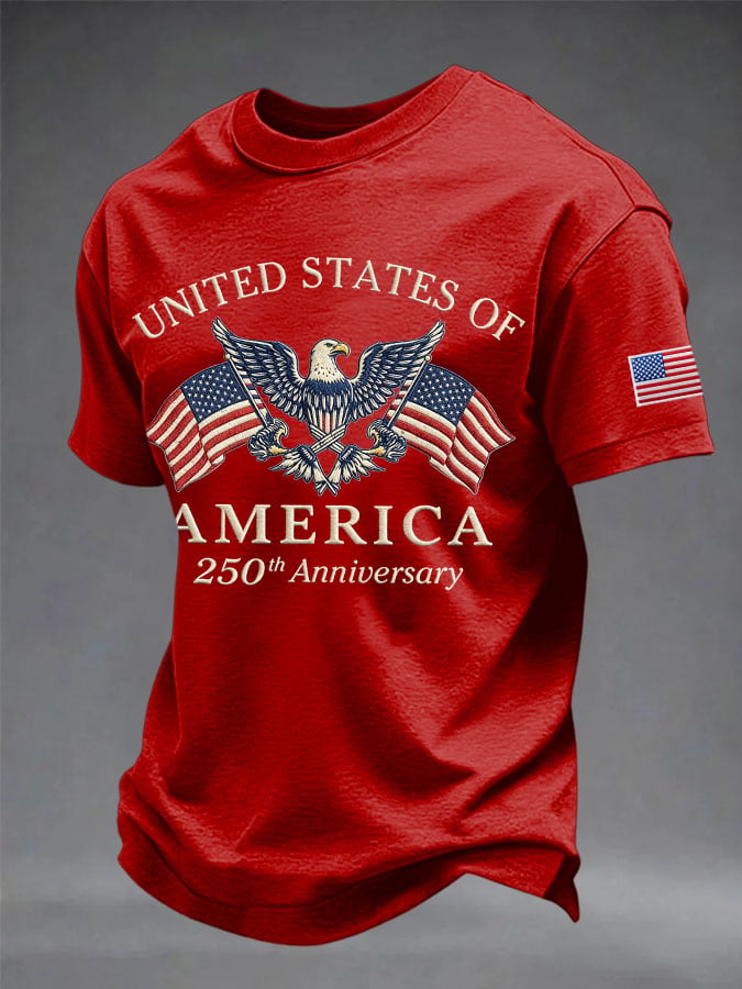 Men's USA 250th Anniversary Print Round Neck T-shirt