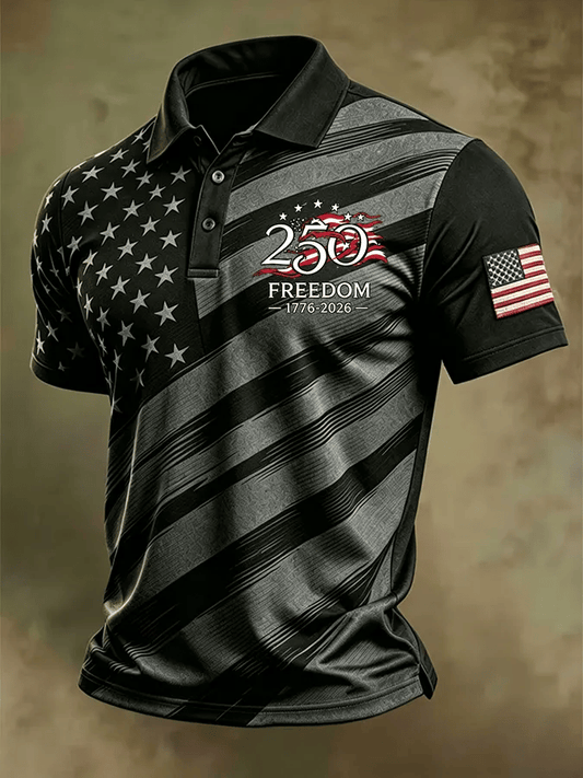 Men's USA 1776-2026 Freedom Printed Polo Shirt