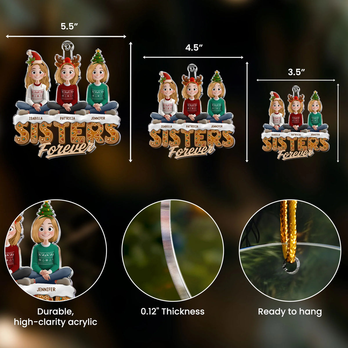 Sisters Siblings Forever - Personalized Acrylic Ornament