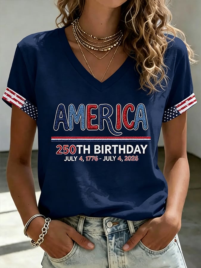 Women's America 250 1776-2026 Freedom  Faith Print T-shirt