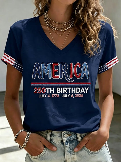 Women's America 250 1776-2026 Freedom  Faith Print T-shirt