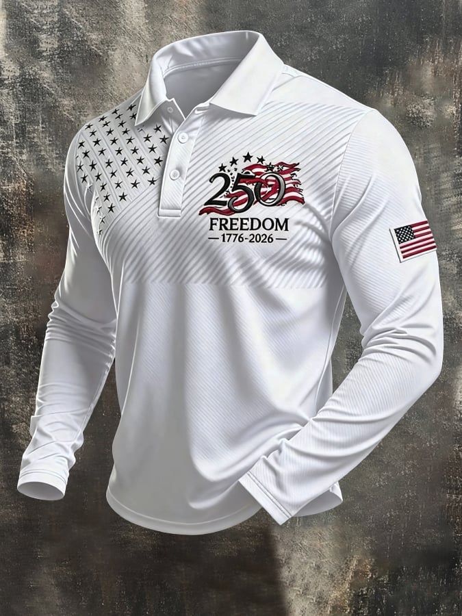 Men's Retro "Patriot" Color-Block Short-Sleeve Polo Shirt