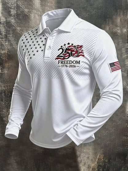 Men's Retro "Patriot" Color-Block Short-Sleeve Polo Shirt