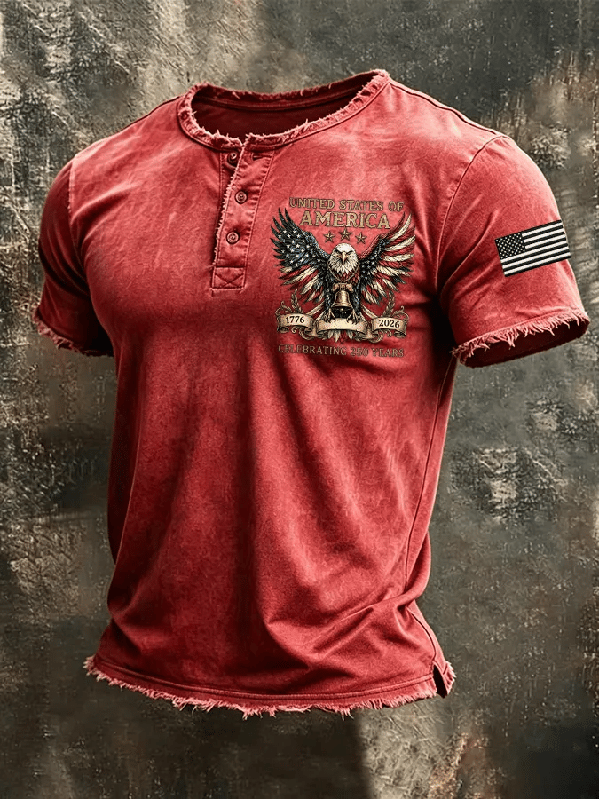 Men's USA 1776-2026 Independence Day Printed Casual T-shirt