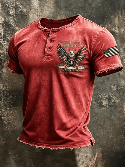 Men's USA 1776-2026 Independence Day Printed Casual T-shirt