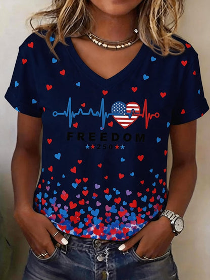 Women'S Independence Day Print Short-Sleeve Top