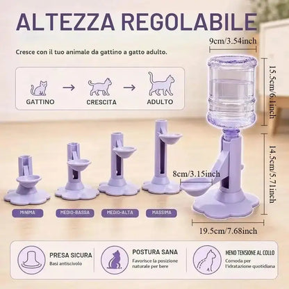 Gravity-Fed Pet Water Dispenser – Adjustable No-Electric Cat & Small Dog Water Bowl
