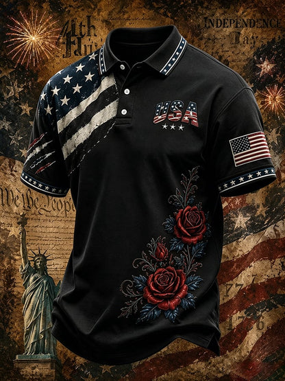 Men's 250th Independence Day Commemorative "Land Of The Free" Printed Top