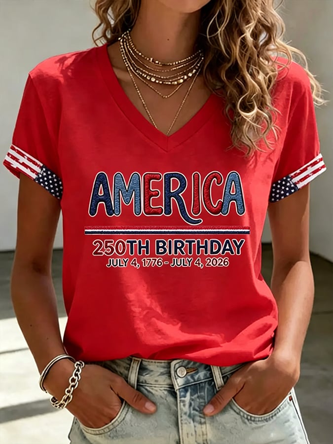 Women's America 250 1776-2026 Freedom  Faith Print T-shirt