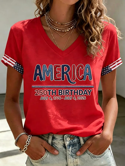 Women's America 250 1776-2026 Freedom  Faith Print T-shirt
