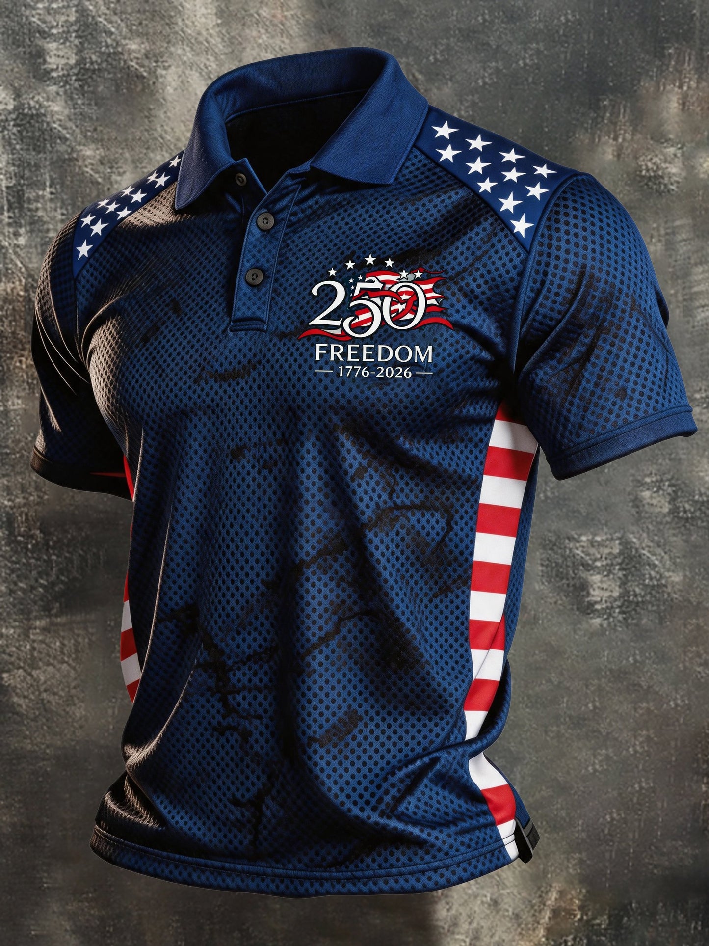 Men's Retro "Patriot" Color-Block Short-Sleeve Polo Shirt