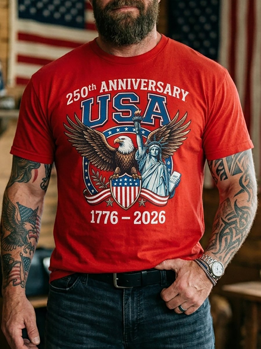 Men's American Anniversary Short-Sleeve Crew Neck T-Shirt
