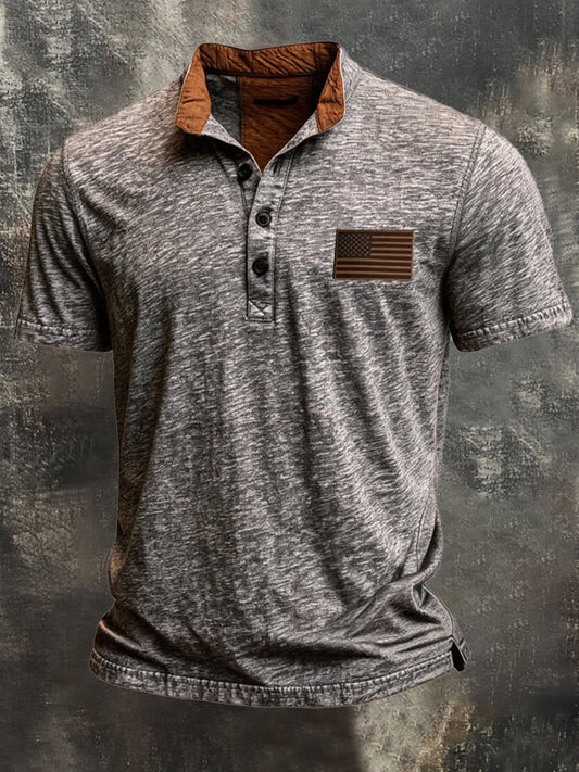 Men's Retro Color-Block "Patriot" Henley T-Shirt