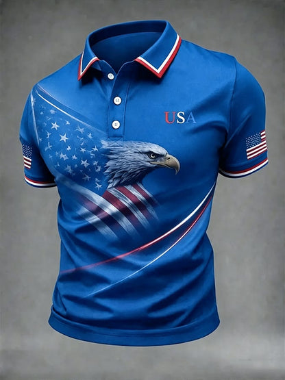Men's250th Anniversary Print Casual Polo Shirt