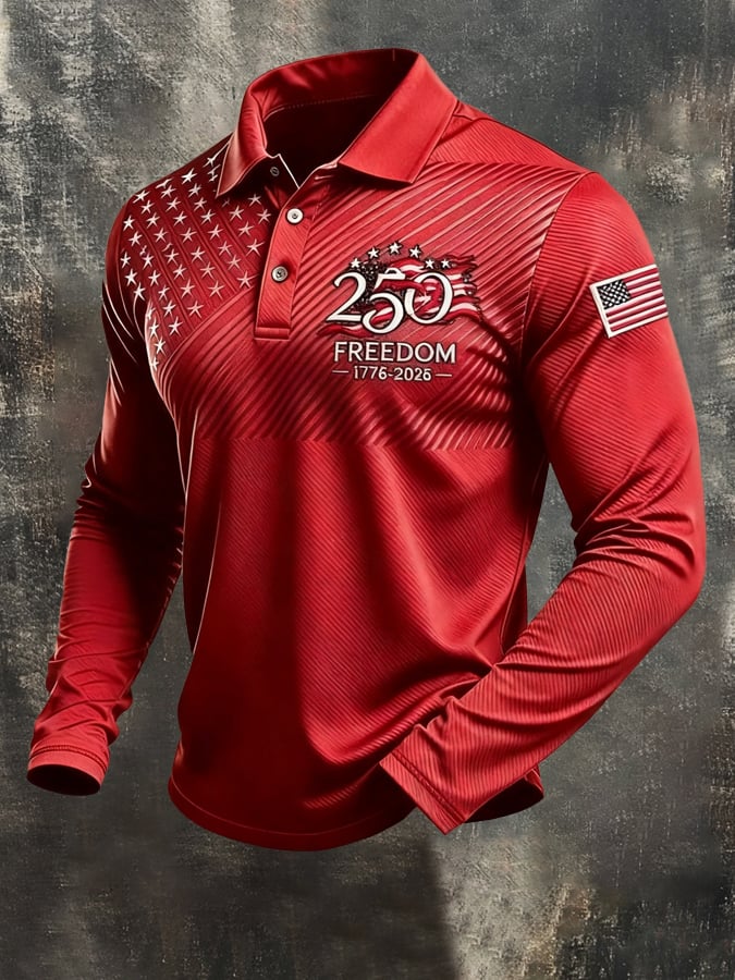 Men's Retro "Patriot" Color-Block Short-Sleeve Polo Shirt