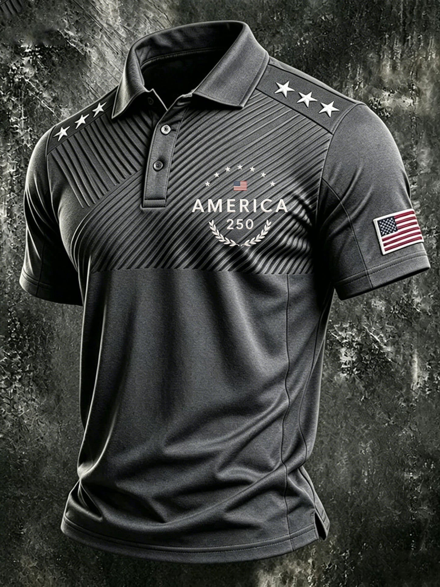 Men's American Flag Print Polo Shirt