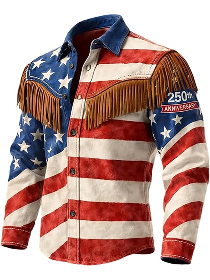 Men's vintage American 250th anniversary distressed Western shirt