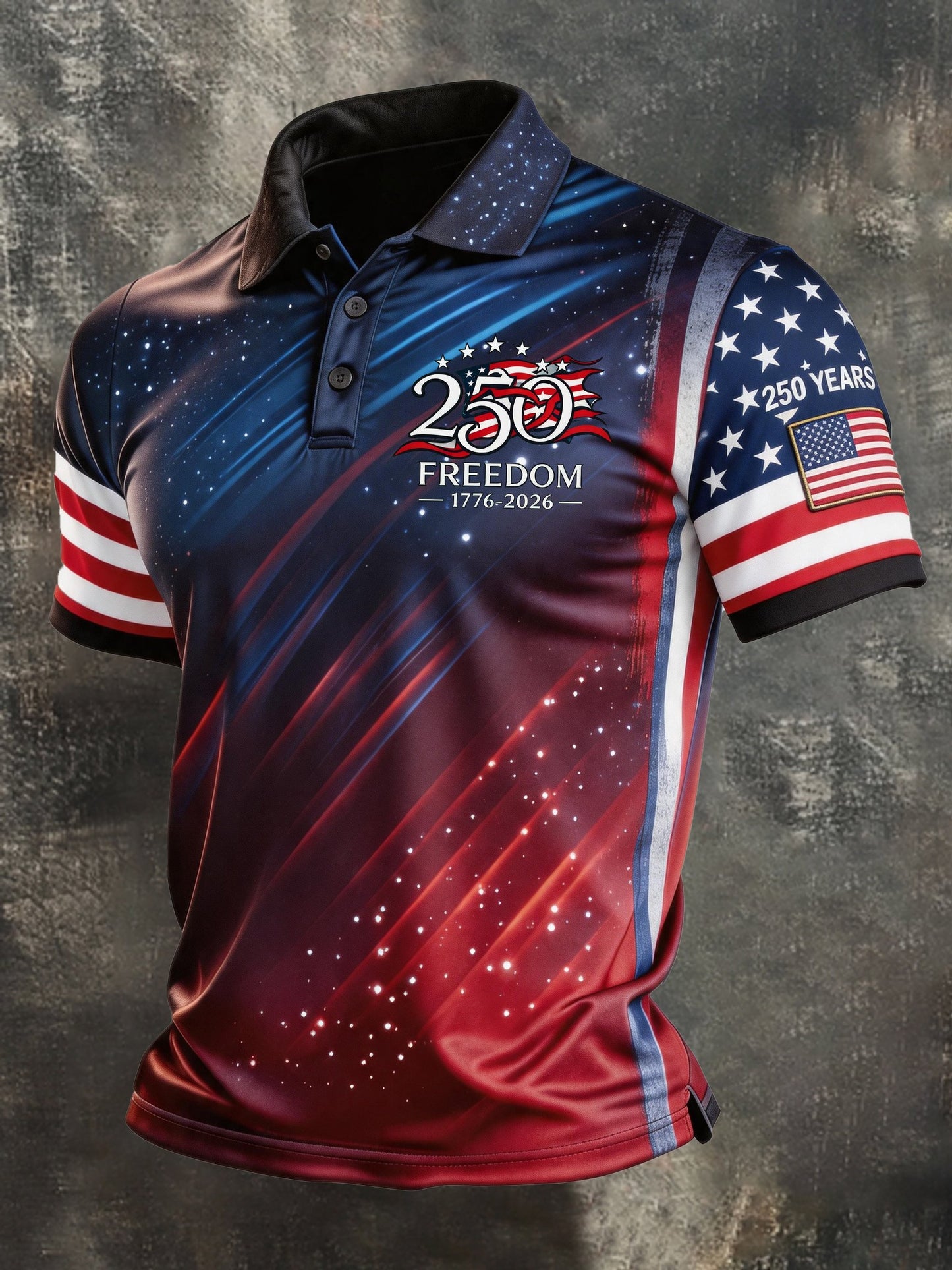 Men's Retro "Patriot" Color-Block Short-Sleeve Polo Shirt