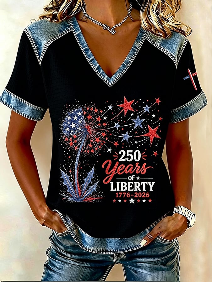 Women's America 250 1776-2026 Freedom  Faith Print T-shirt