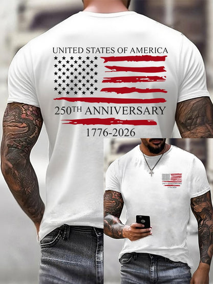 Men'S Casual Crew-Neck T-Shirt With U.S. 250th Anniversary Print