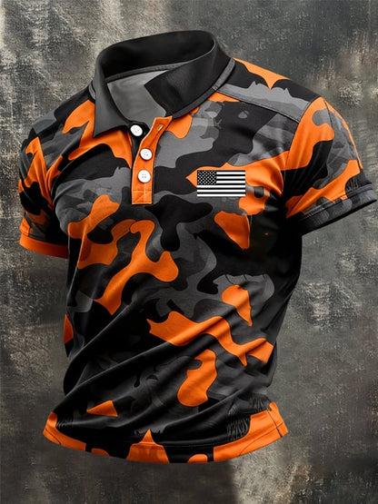 Men's Retro Patriot Camouflage Patchwork T-shirt