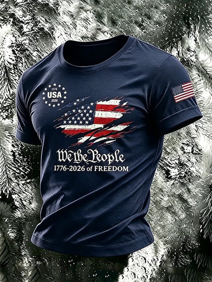 Men's 250th Independence Day Commemorative  Freedom・Courage・Pride Printed Top