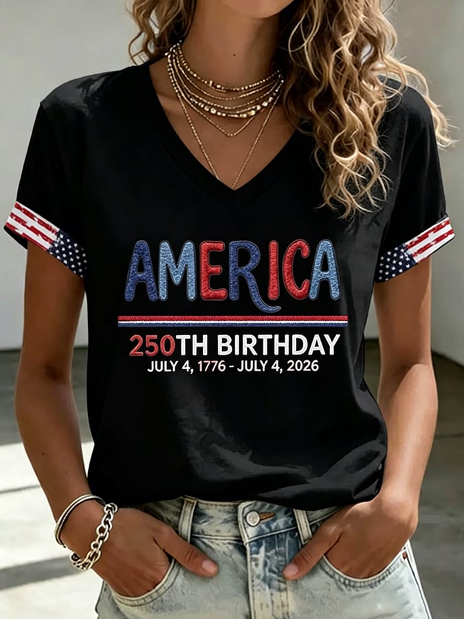 Women's America 250 1776-2026 Freedom  Faith Print T-shirt
