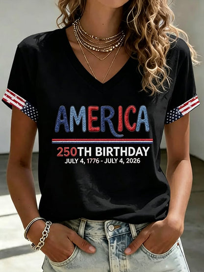 Women's America 250 1776-2026 Freedom  Faith Print T-shirt