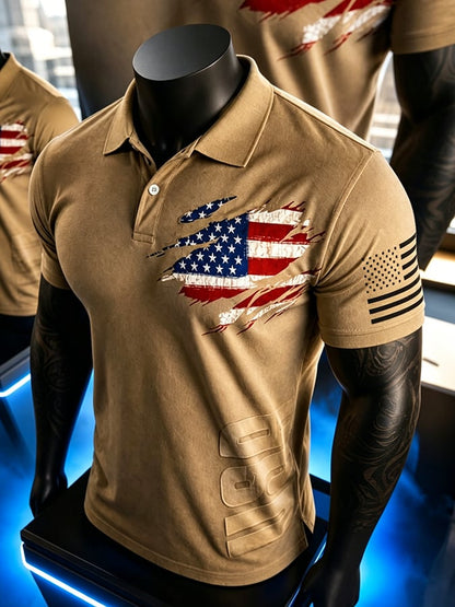 Men's America's 250th Anniversary Print Casual Polo Shirt