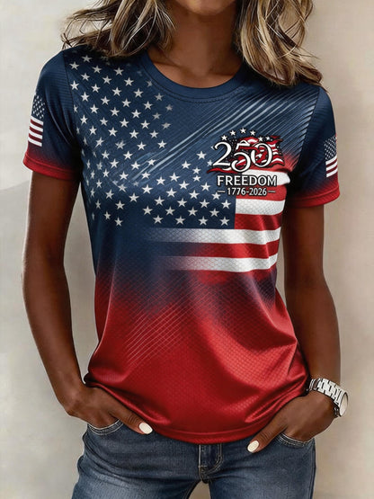 Women'S Casual Independence Day Printed Top
