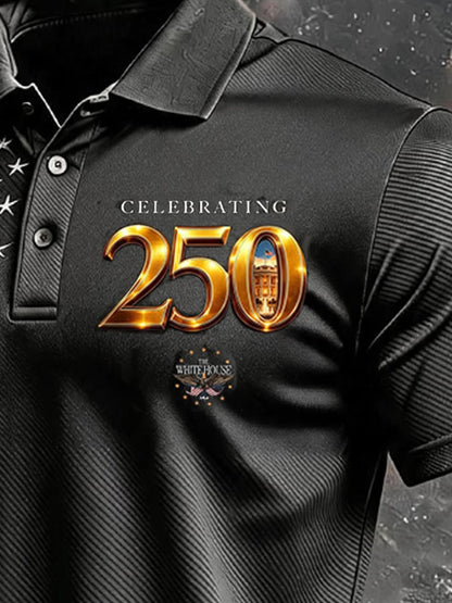 Men's Retro "Patriot" Color-Block Short-Sleeve Polo Shirt