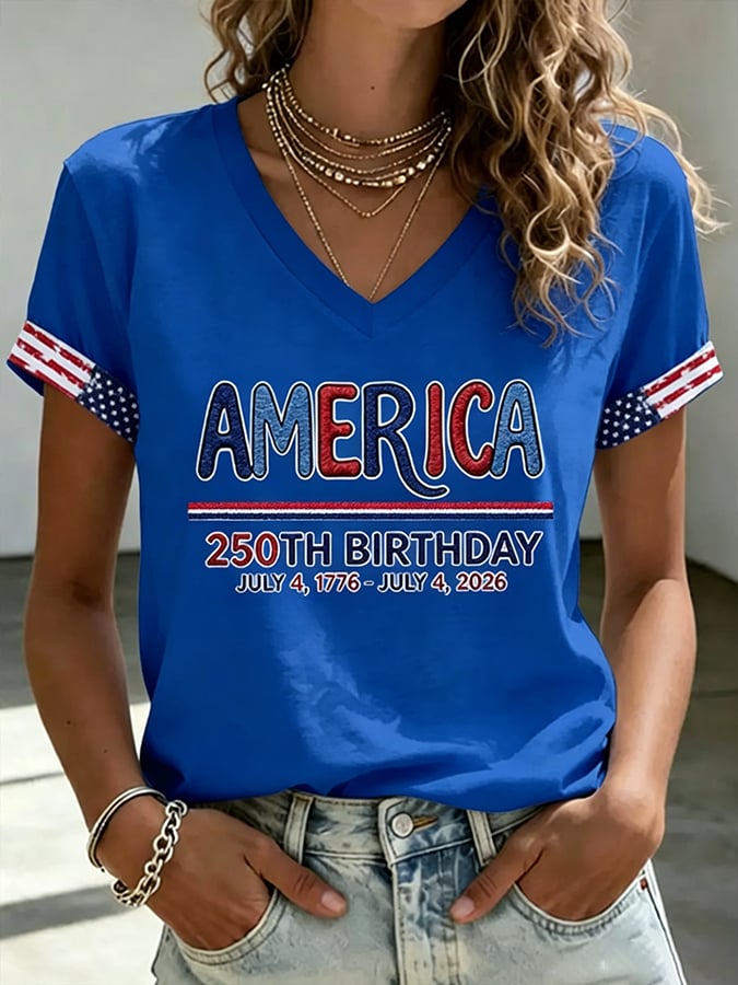 Women's America 250 1776-2026 Freedom  Faith Print T-shirt