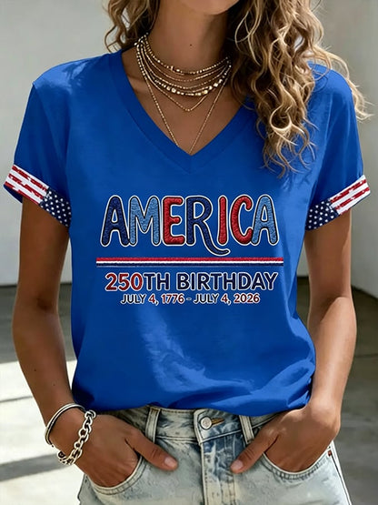 Women's America 250 1776-2026 Freedom  Faith Print T-shirt