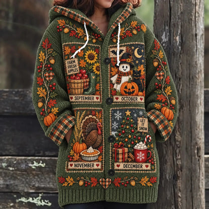 "dear 'ber' Months, I'm Ready" Women's Jacquard Knit Cardigan
