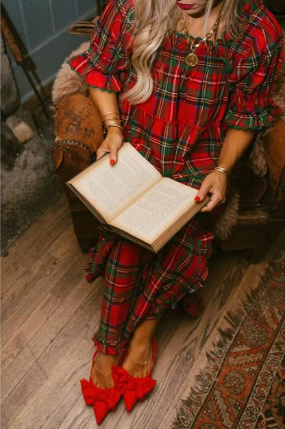 Valentine Ruffle Puff Sleeve Pajamas Set (Buy 2 Free Shipping)