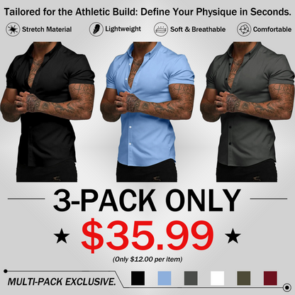 Men's Wrinkle-Free Muscle Fit Dress Shirts