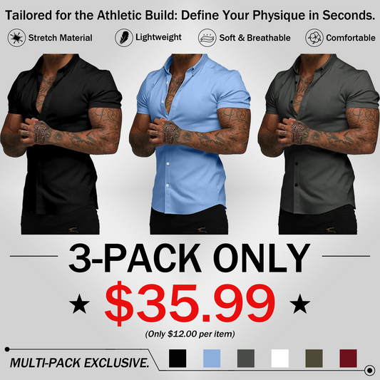 Men's Wrinkle-Free Muscle Fit Dress Shirts