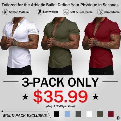 Men's Wrinkle-Free Muscle Fit Dress Shirts